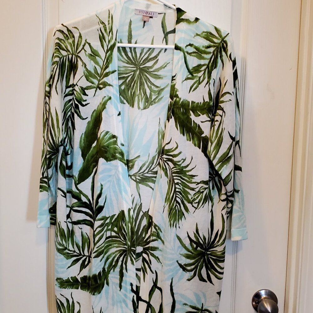 Breezy & Light ¾ sleeve tropical long cardigan size 1X - Picture 4 of 7